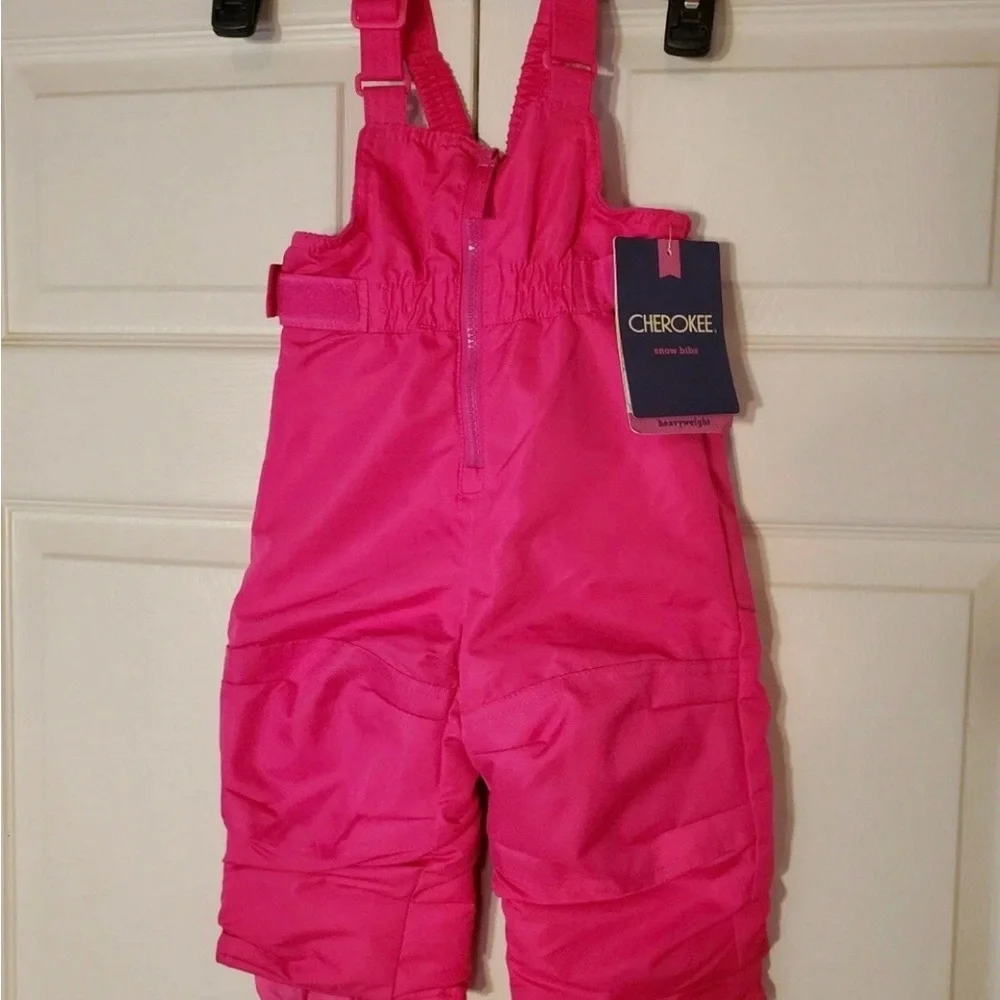 NWT Cherokee Kids Heavyweight Snow Bibs - Bright Pink - 12M
